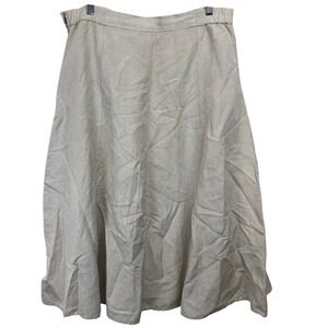 Covington Womens Linen Blend ALine Midi Skirt Beige Sz 16 Side Zip Lined Y2K